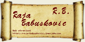 Raja Babušković vizit kartica